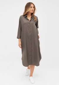 Givn Berlin Hemdblusenkleid MAGGIE aus TENCEL™ REFIBRA™ Lyocell Dress Taupe (Refibra)