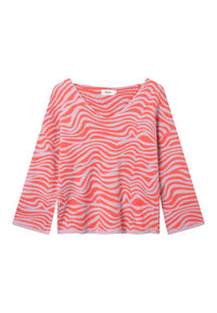 Givn Berlin Jacquard Strickpullover PALOMA aus Bio-Baumwolle Sweater Lavender / Orange (Waves)