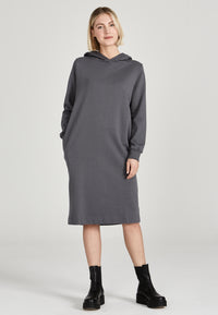 Givn Berlin Kapuzen-Sweatkleid ELENOR aus Bio-Baumwolle Dress Shadow Grey
