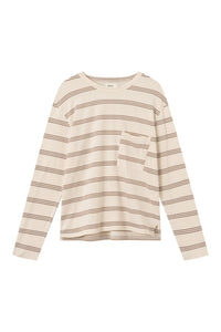 Givn Berlin Longsleeve PITT aus Bio-Baumwolle Longsleeve Off White / Muddy Brown (Stripes)