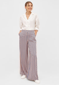 Givn Berlin Marlenehose MARLEEN aus LENZING™ ECOVERO™ Trousers Terracotta / Blue (Geometric)