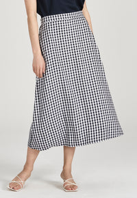 Givn Berlin Midirock VANA aus LENZING™ ECOVERO™ Skirt Midnight Blue / White (Checked)