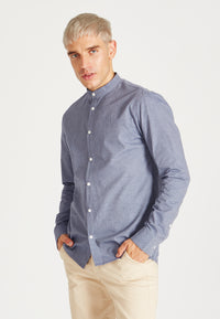 Givn Berlin Stehkragen-Hemd WES aus Bio-Baumwolle Buttoned Shirt Blue (Dots)