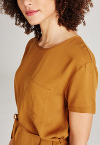 Givn Berlin T-Shirt-Kleid LAUREN aus TENCEL™ Lyocell Dress Rubber Brown (Tencel)