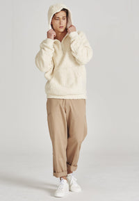 Teddyfell-Hoodie KENNETH aus Bio-Baumwolle - Off White
