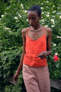 Givn Berlin Top JULIE aus Leinen Top Sunset Orange (Linen)