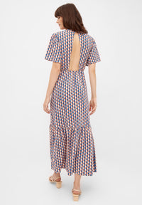 Givn Berlin Volantkleid MARISSA aus LENZING™ ECOVERO™ Dress Terracotta / Blue (Geometric)