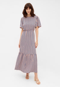 Givn Berlin Volantkleid MARISSA aus LENZING™ ECOVERO™ Dress Terracotta / Blue (Geometric)